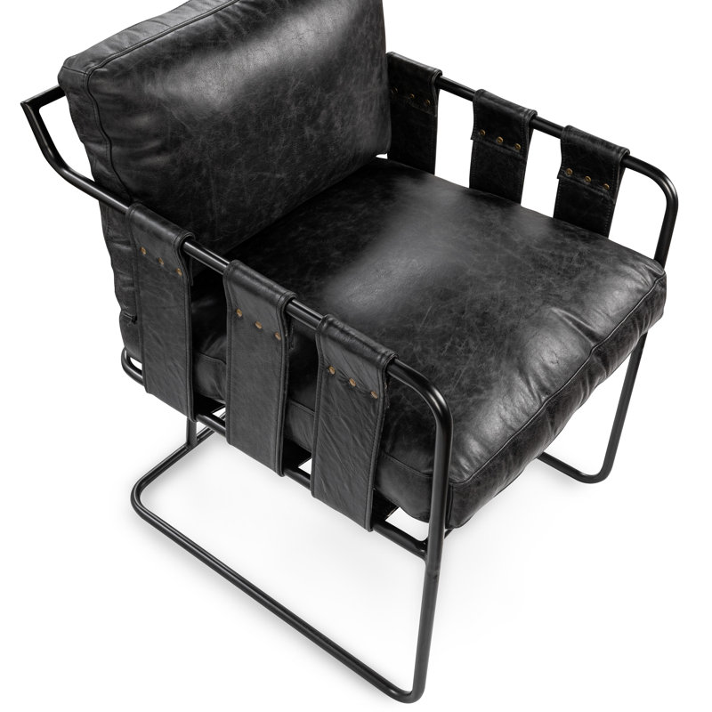 Strapling Leather Dining Chair, Black