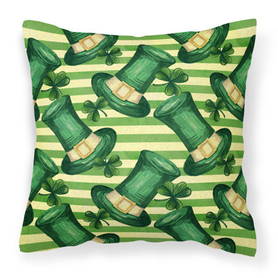 Watercolor St Patrick's Day Leprechan Hat Outdoor Throw Pillow