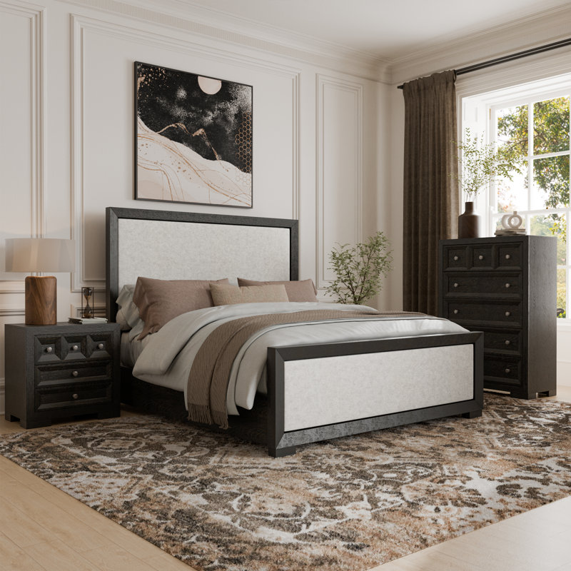 Ensemble de chambre à coucher 3 pièces Chahine, Black, Très grand