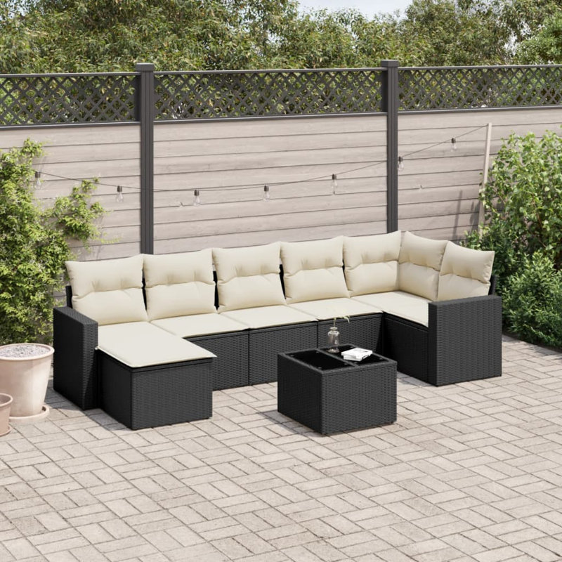 Ensemble de canapé de jardin Vidaxl noir, blanc crème