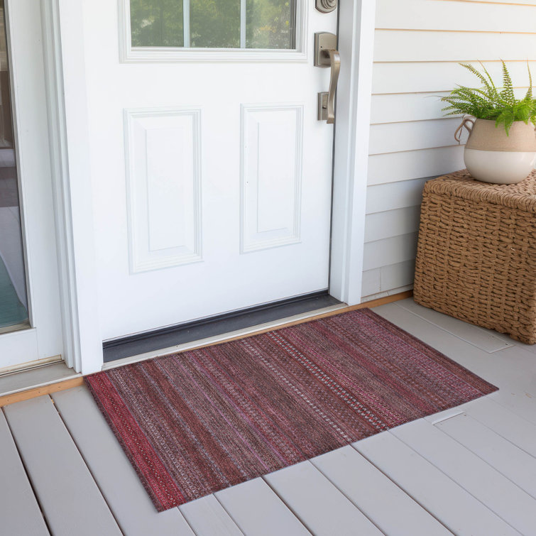 Kinslee Washable Striped Indoor / Outdoor Rug