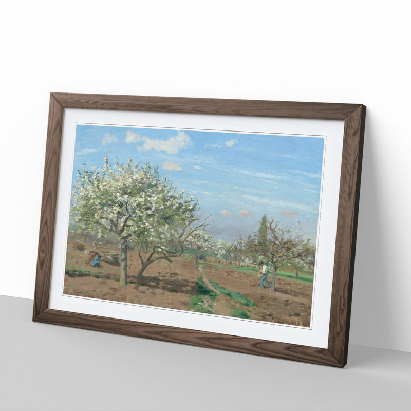 Orchard in Bloom by Camille Pissarro - Picture Frame Painting, Walnut Framed, 36cm H x 48cm W x 2cm D