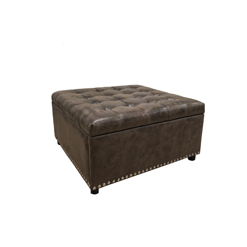 Tufted Storage Ottoman With Studs