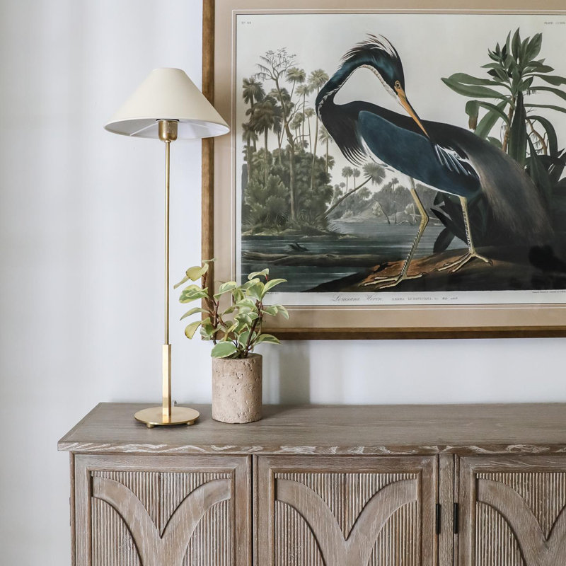 J. Randall Powers Hackney Buffet Lamp, Hand-Rubbed Antique Brass, Fabric