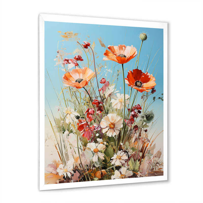 Œillets mauves, charme de campagne sur toile, Cadre simple blanc, H 32 po x l 16 po x P 1 po