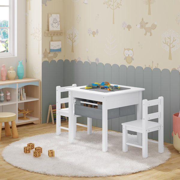 Harriet Bee Kamal Kids 3 Piece Square Activity Table and Chair Set ...