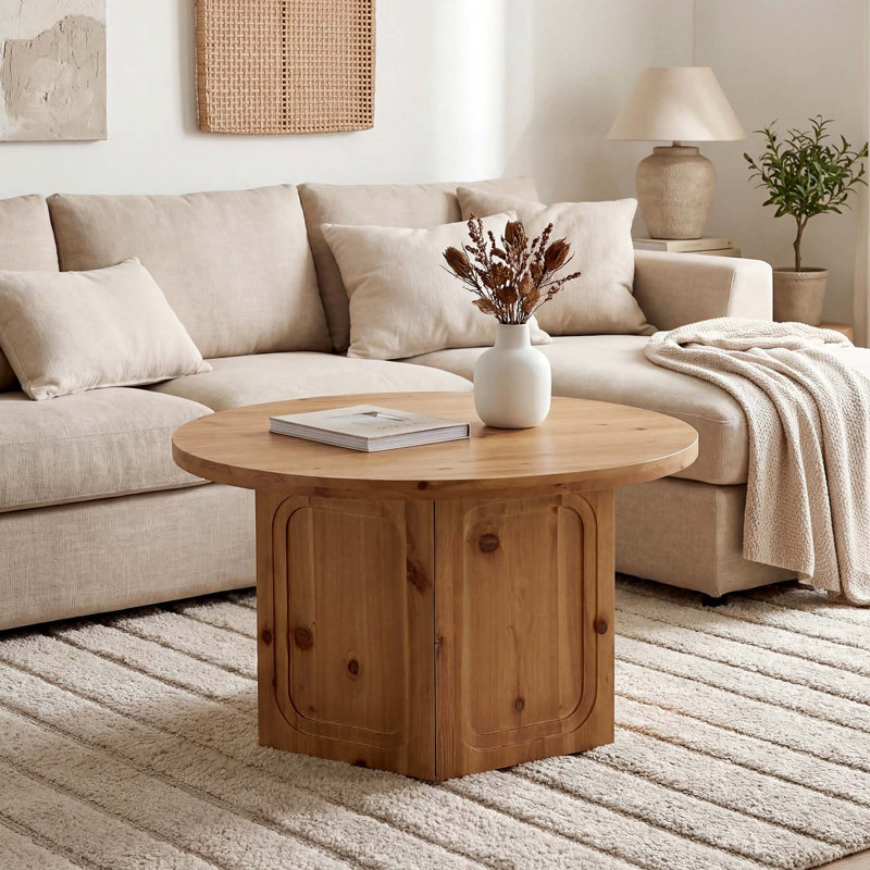 31.5" Solid Wood Round Coffee Table