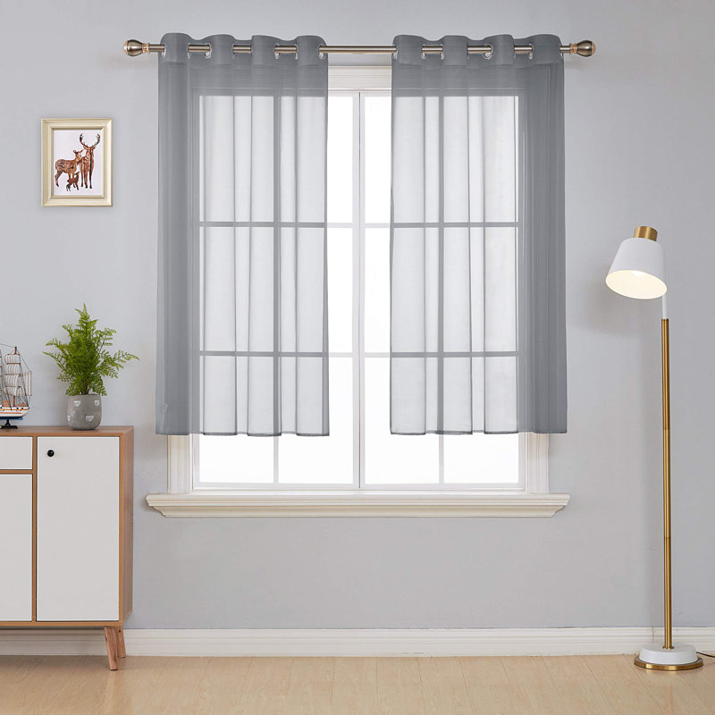 Gainsborough Sheer Curtain Pair, 52" W x 54" L, Gray