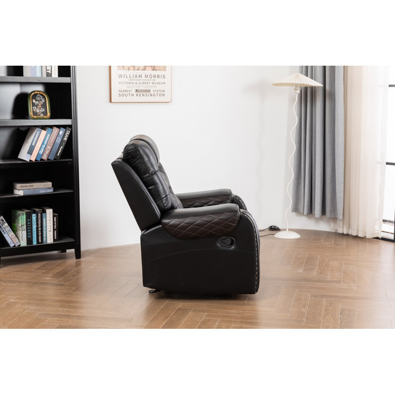 Fauteuil inclinable et berçant en cuir Ilyia, Similicuir brun / noir