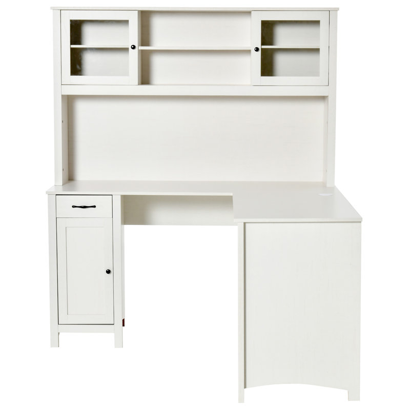 Bureau en L avec rehausse, Blanc