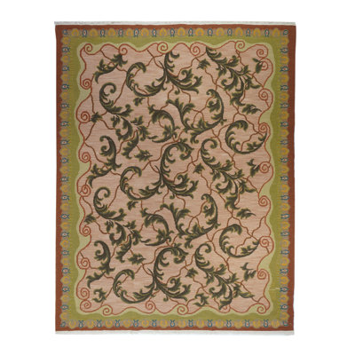 Wool Floral Area Rug in Brown
