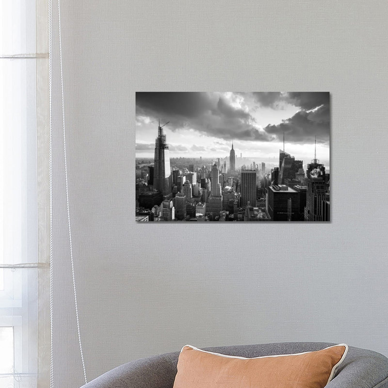 Manhattan Skyline Black And White by Jan Becke - Wrapped Canvas Print, 66.04 cm H x 45.72 cm W x 1.91 cm D