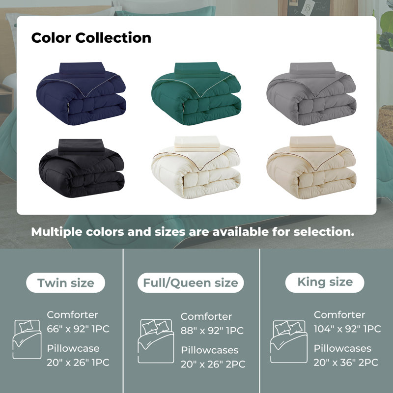 Ensemble d'édredon en microfibre 3 pièces , Édredon très grand + 2 taies décoratives très, Vert