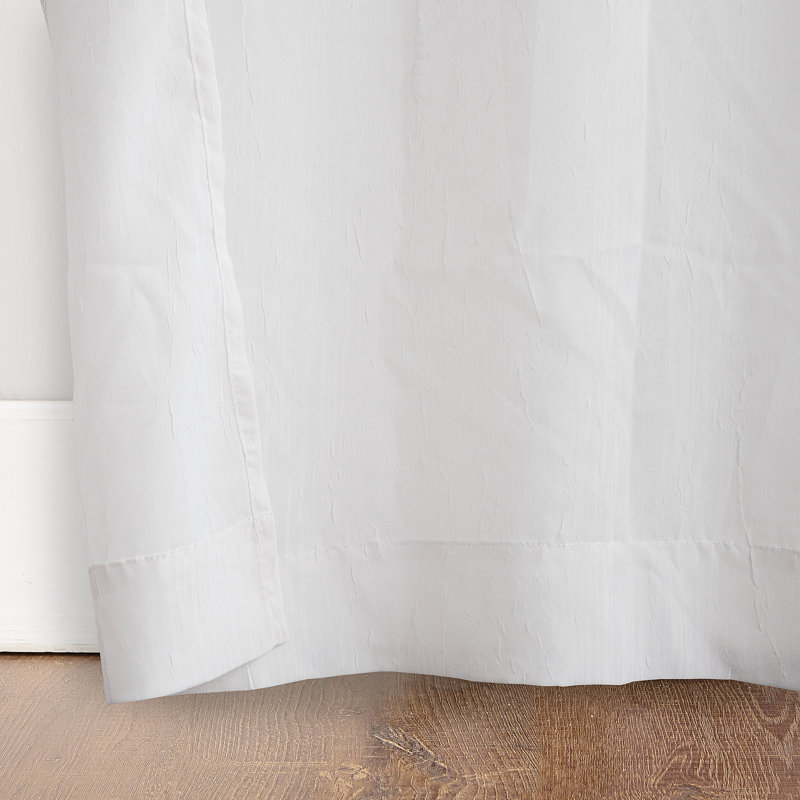 Ciaran Crushed Sheer Voile Grommet Curtain Panel, White, 51" W x 63" L