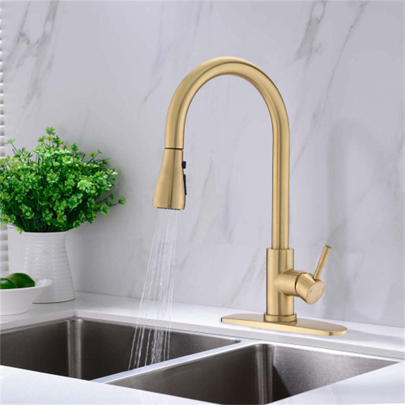 Robinet de cuisine rétractable à poignée simple avec accessoires