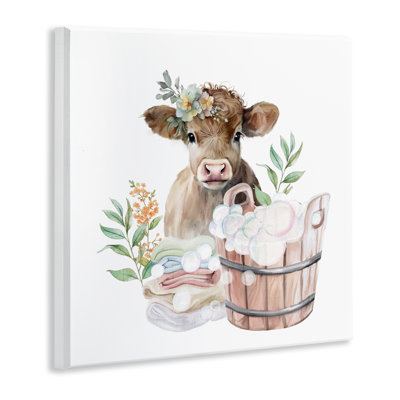 Laundry Day Baby Cow Wall Plaque, design by Kim Allen