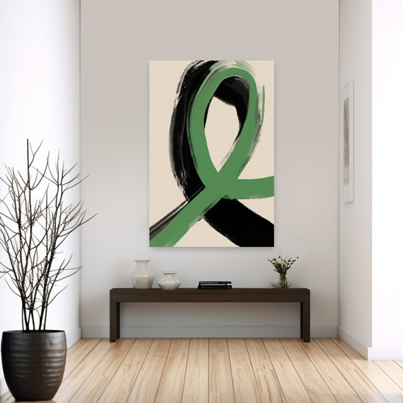 Green Ribbon Flow Abstract Contemporary Minimalist Wall Art Print by Treechild - Wrapped Canvas Print, 152.4cm H x 101.6cm W
