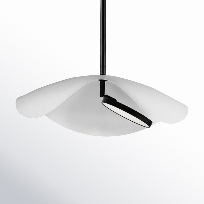 Hinton Single Light LED Pendant, Black/White