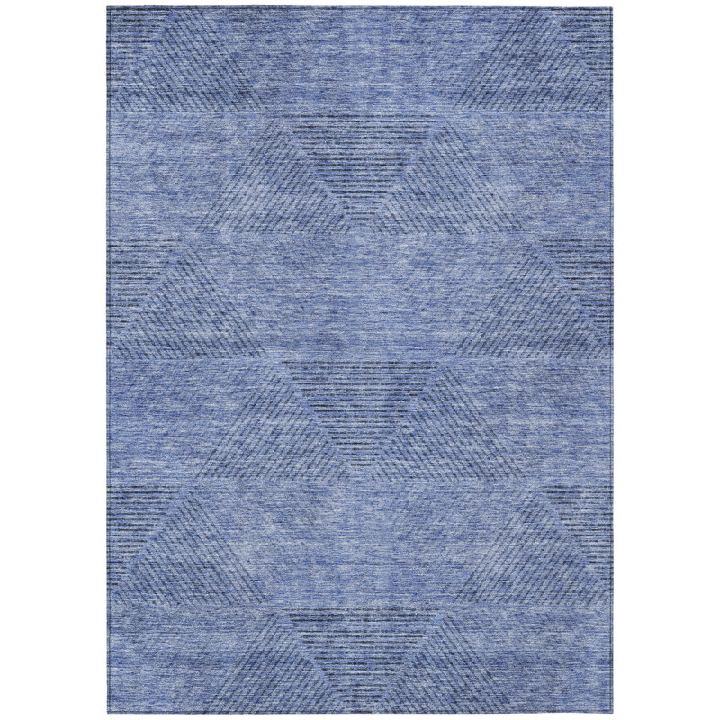 Tapis intérieur / extérieur lavable bleu et bleu ciel HomeRoots 5 pi x 8 pi