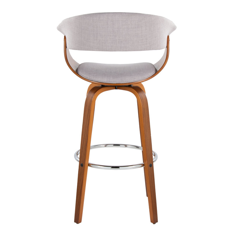 Vintage Walnut and Chrome Swivel Barstool Set