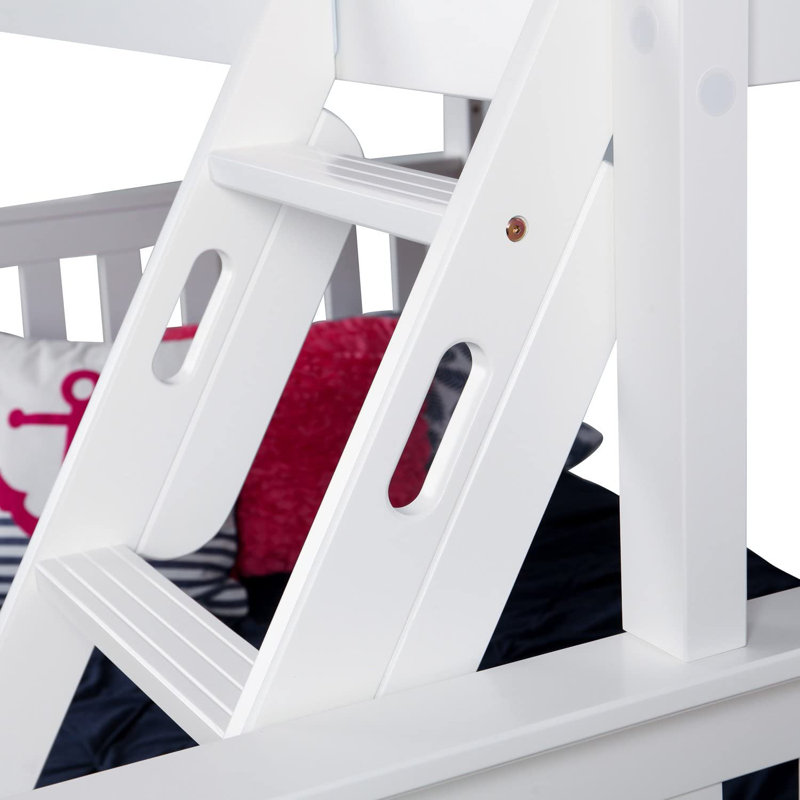Lit superposé standard en bois massif Bolles, Blanc, Simple sur simple