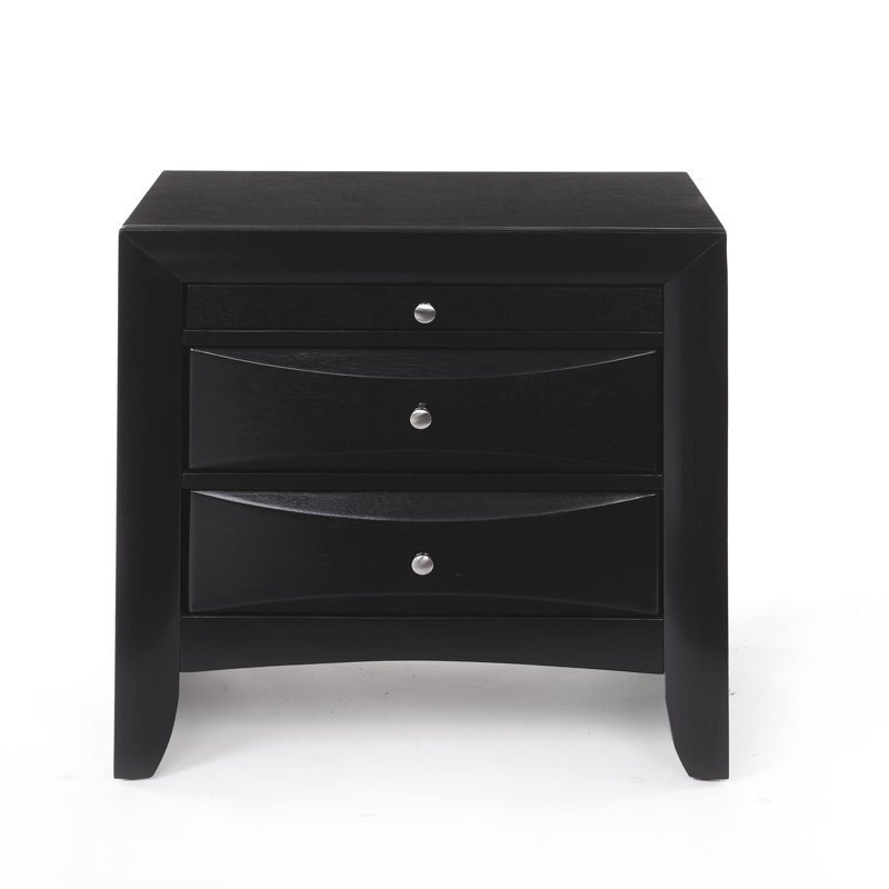 Transitional Nightstand With Drawer, Black