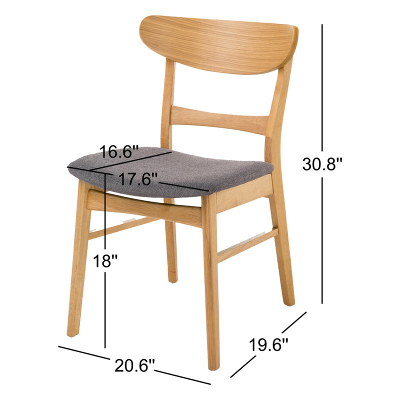 Chaise d'appoint en bois massif Barros, Gris foncé, Chêne naturel