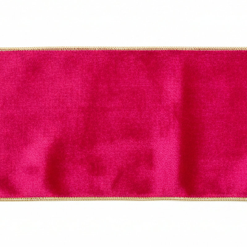 Velours brillant de 4 po X10 po Vickerman avec bordure et envers dorés., Rose millennial