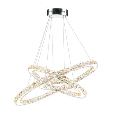 Lustre unique à 3 lumières à DEL avec accents en cristal Lilleah