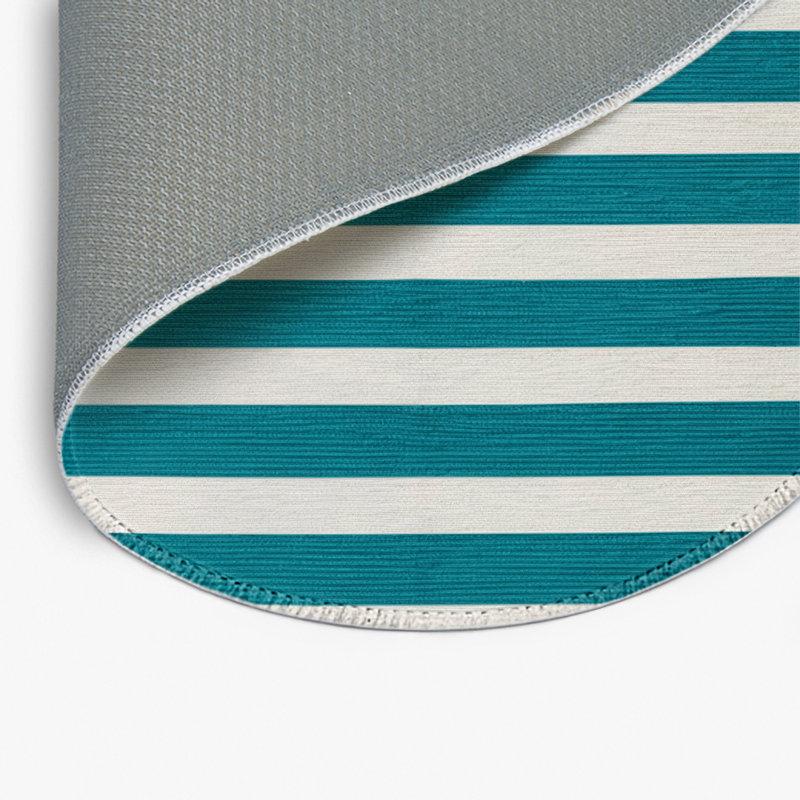 Tapis intérieur / extérieur blanc HorizontalStripes, Rond 5 pi
