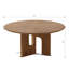 Table basse 31,5 pouces ronde en placage de bois de frêne rustique pour petit salon