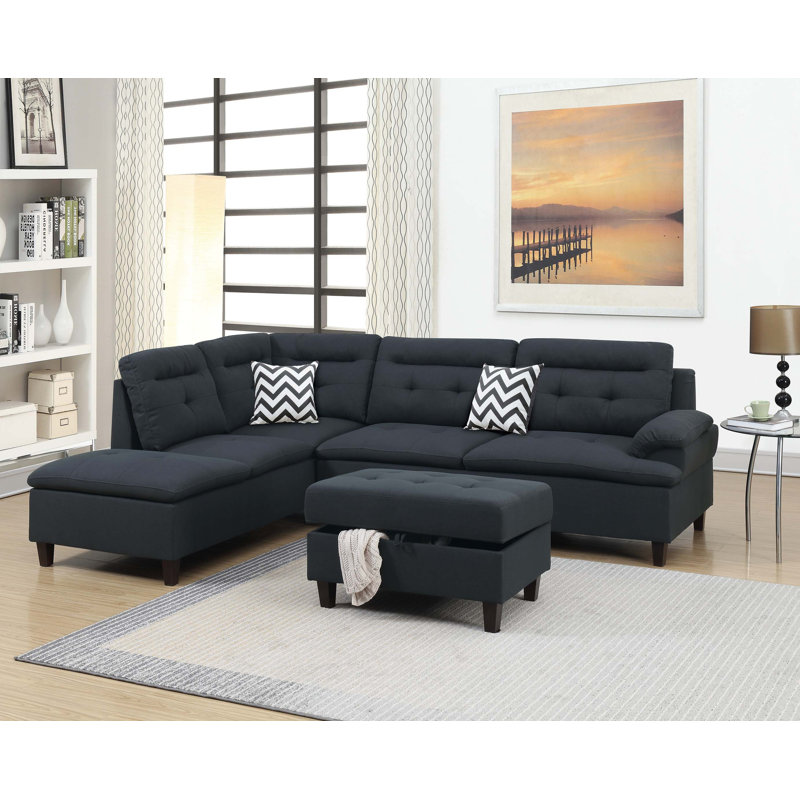 Canapé modulaire en lin, Tissu noir