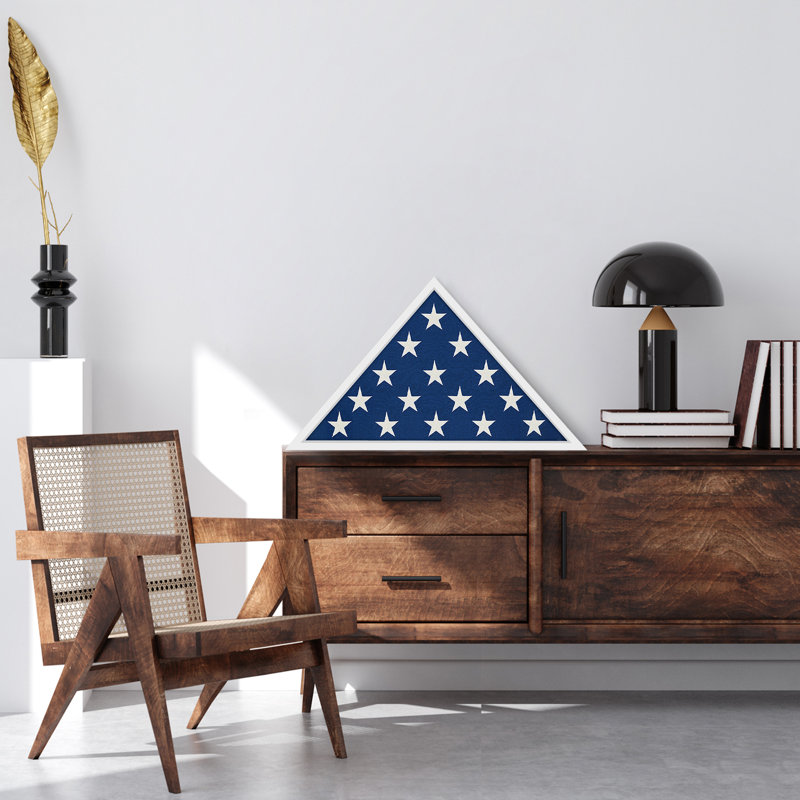 Large Flag Display Case for Burial - Fits Folded 5x9.5" Flag - Elegant Military Flag Display Case - Plexiglass Cover, White