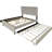Gray Queen Bed With Trundle And 2 Drawers, Modern Upholstered Bed, No Box Spring, Gold Tufting, Extra Space For Guests, Drawers Clothes, Structure Size Design, Velvet Headboard, Pull - Out Trundle,
