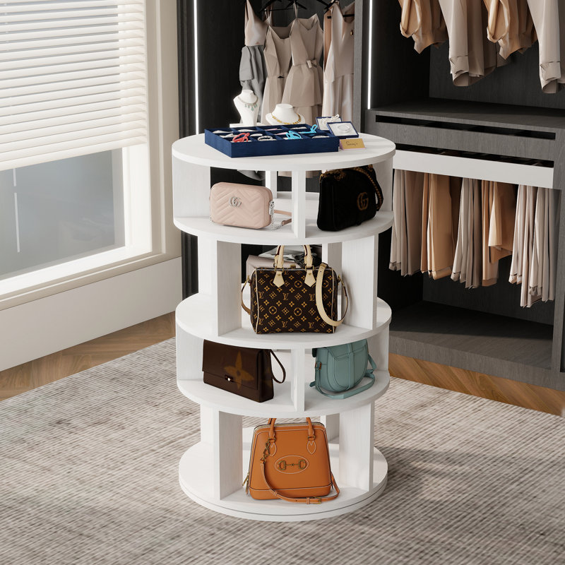 Trianna 16 Pair Rotating Shoe Rack, White
