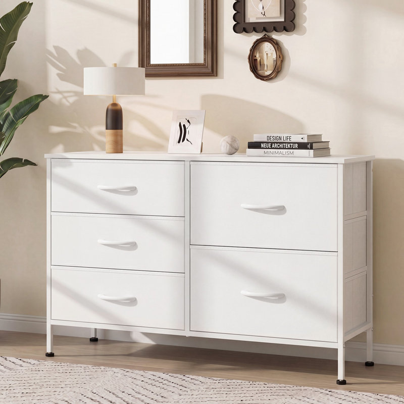 Commode 5 tiroirs Chaseburg, Blanc