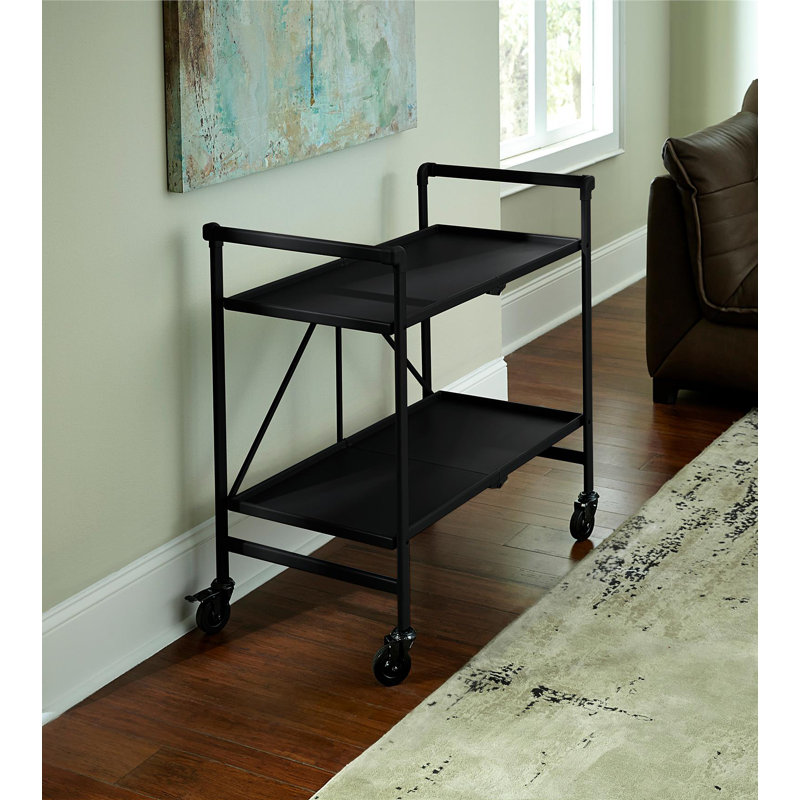 COSCO Indoor/Outdoor Folding Serving Cart with Wheels, Black