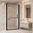 34 inch to 35 inch Matte Black Semi-Frameless Pivot Shower Door with Tempered Glass and Reversible Installation