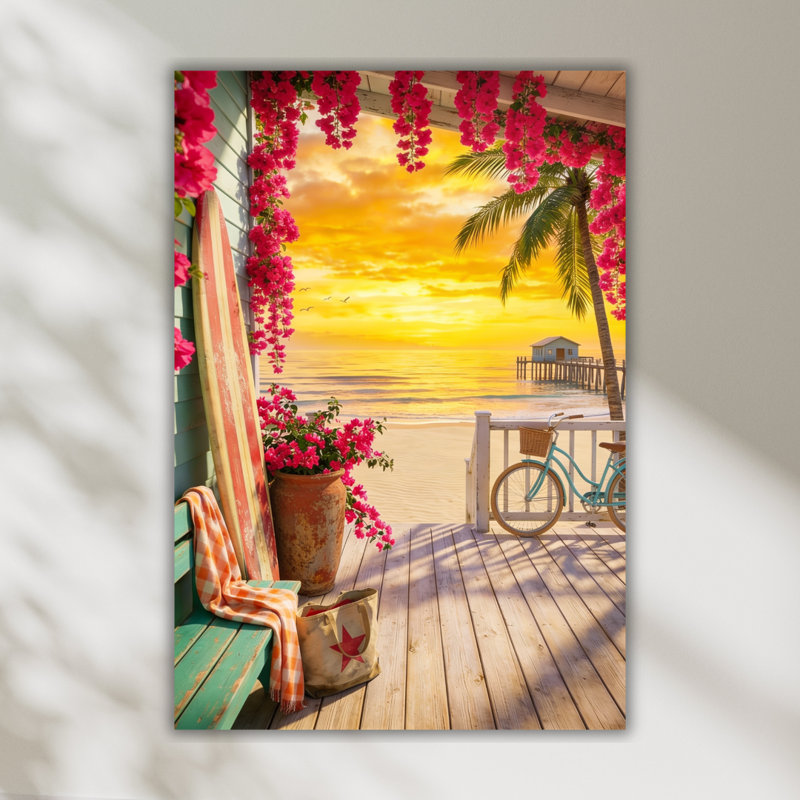 Art mural en verre trempé Sunset, H 40 po x l 30 po