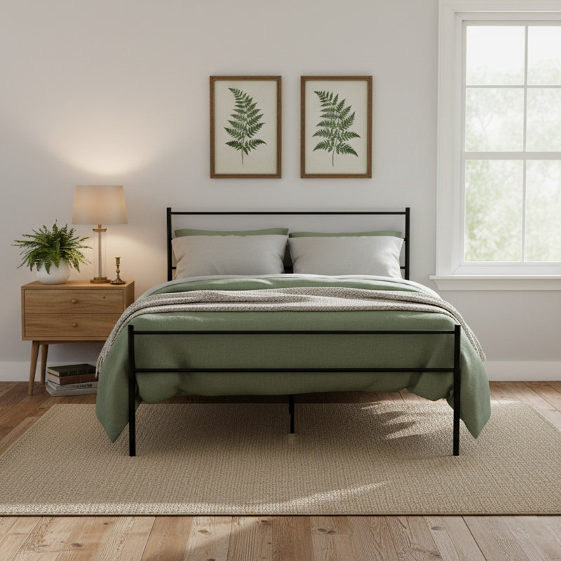 Djuna Metal Bed, Black, Small Double (4')