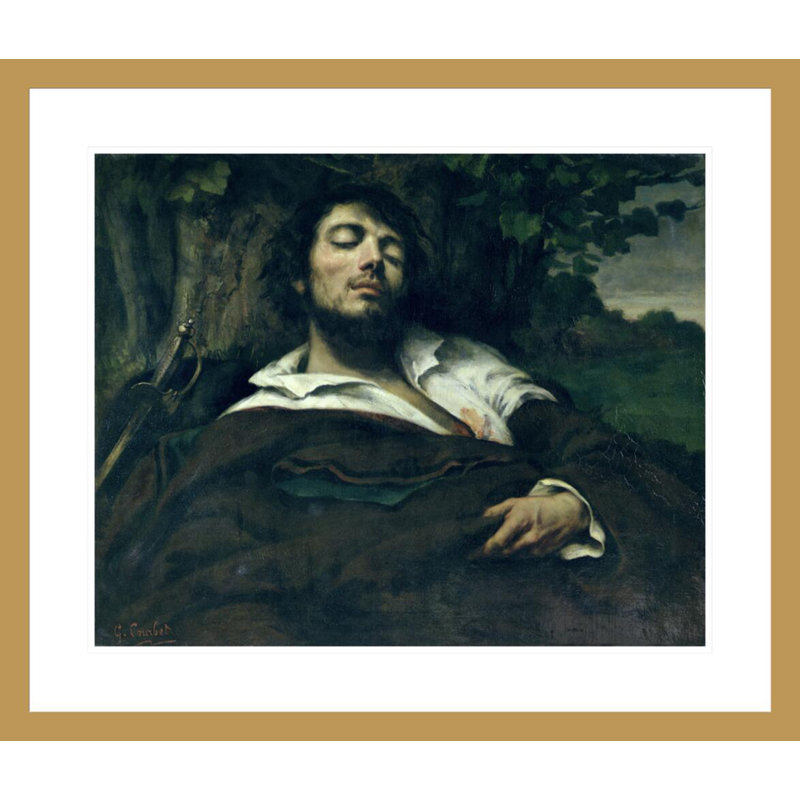 «The Wounded Man» par Gustave Courbet, impression giclée encadrée, H 23,5 po x l 27,58 po