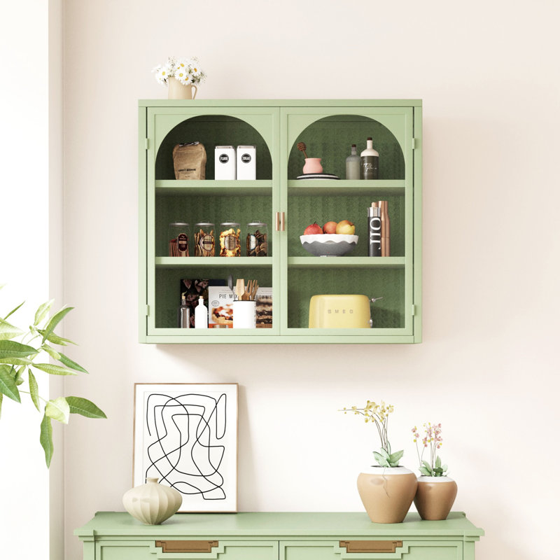 Borrello Metal Bathroom Cabinet, Green 1