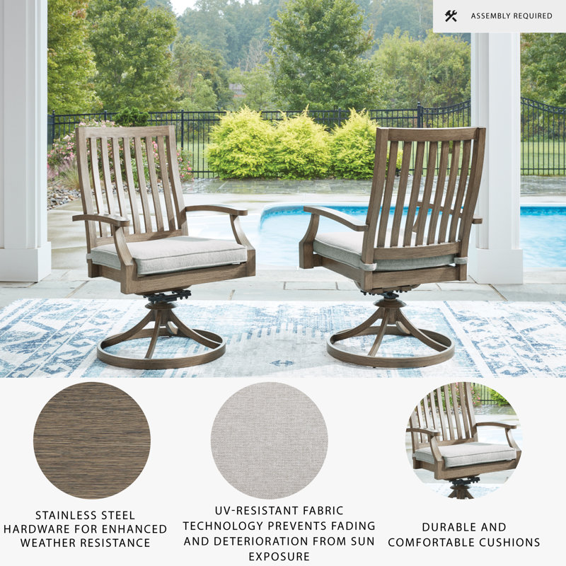 Ensemble de 2 chaises pivotantes d'extérieur avec coussin Springbrook