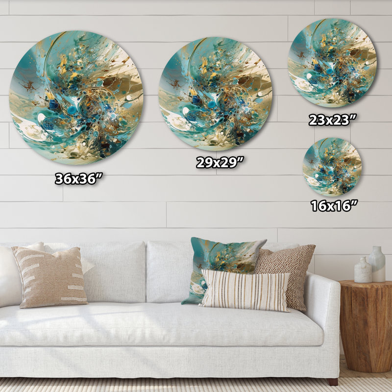 Clytee - Décoration murale abstraite ronde en métal, H 16 po x l 16 po x P 1 po