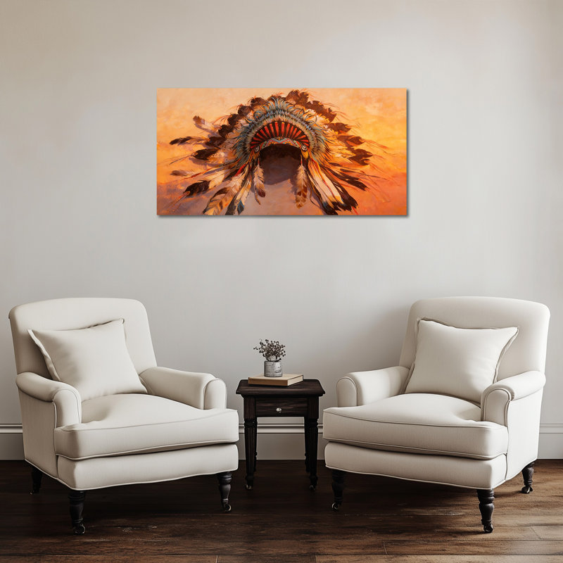 Art mural sur toile Crosslin - Coiffure, peinture d'art indien pour la décoration intérieure, H 20 po x l 40 po
