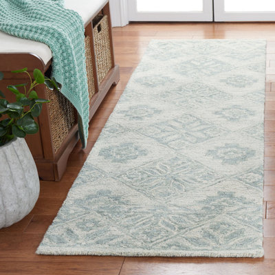 Tapis marocain beige / vert en laine / coton touffeté à la main Martha Stewart