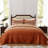 3-Piece King Size Quilt Set - Lightweight Microfiber Bedspread & 2 Pillow Shams, Burnt Orange Rust Aztec Boho Pattern, Oversized 98x106 Inches, All-Season Bed Cover-122570582-122570585