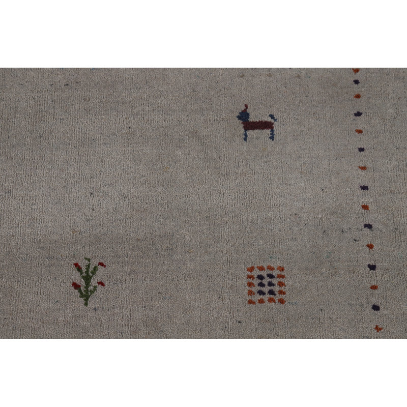 Tapis indien fait à la main gris Gabbeh 6 x 8