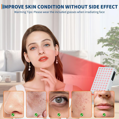 200 LED 4-Wavelength Red Near Infrared Light Therapy Panel, Built-in Timer & Cooling Fan, High Power for Face Body Muscle Recovery, Energy, RT1000, No Stand