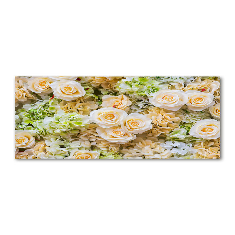 Roses - No Frame Print on Glass, 50cm H x 125cm W x 2cm D, Canvas